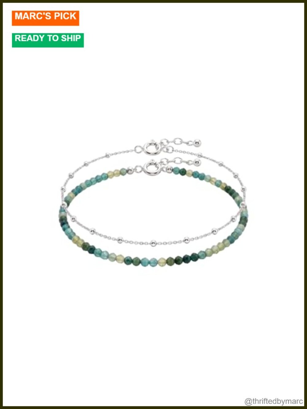 Set of 2 Bracelets 925 Sterling Silver Natural Gemstones Beaded Strand with